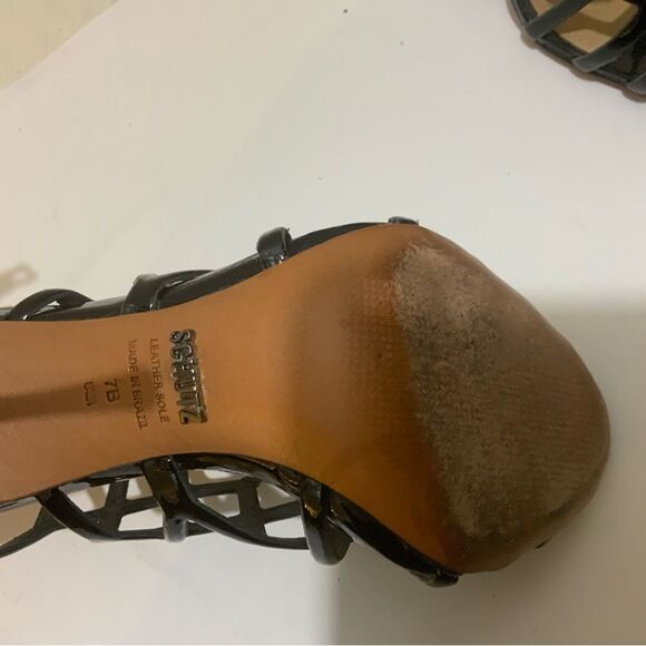 SCHUTZ Black Cage High Heel Stiletto Juliana Sandals 7 - Picture 7 of 10